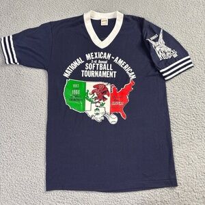 VTG 1984 Mexican American Austin vs Houston Softball Medium Shirt Made In USA